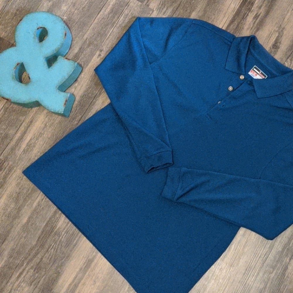 Men's Grand slam long sleeved golf Polo blue